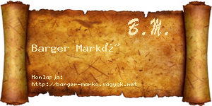 Barger Markó névjegykártya
